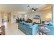 Open-concept floor plan with the living room and dining room, creating a spacious area at 5129 Marina Basin Ct, Bradenton, FL 34211