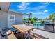 Inviting outdoor patio with dining area overlooks a refreshing pool, ideal for relaxation and leisure at 5524 25Th W St, Bradenton, FL 34207