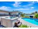 Backyard with a luxurious hot tub and a sparkling pool at 5524 25Th W St, Bradenton, FL 34207