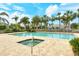 Community pool and spa surrounded by palm trees and ample seating, perfect for relaxing and enjoying the Florida sunshine at 7137 Orchid Island Pl, Bradenton, FL 34202