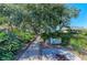 A lush garden path framed by mature trees and greenery leads to private property at 7615 4Th W Ave # 7615, Bradenton, FL 34209