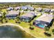 An aerial view showing multiple backyard pools and lush landscaping, ideal for outdoor enjoyment at 8265 Pavia Way, Bradenton, FL 34202