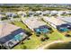 Aerial shot showcases the backyard oasis with pool, spa, and beautiful water view at 8265 Pavia Way, Bradenton, FL 34202