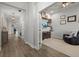 Comfortable office space with custom shelving, a sliding barn door and modern decor at 11569 11Th E Ave, Bradenton, FL 34212