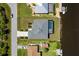Aerial shot of a beautiful home with a private pool and waterfront access, surrounded by lush greenery at 12396 Bacchus Rd, Port Charlotte, FL 33981