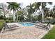 A backyard pool surrounded by lounge chairs and palm trees, perfect for outdoor relaxation at 2224 Bahia Vista St # E6, Sarasota, FL 34239