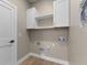 Cozy laundry room with white cabinets and wood-look flooring ready for appliances at 2523 Dixon Ter, Port Charlotte, FL 33981