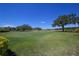 Scenic golf course showcases lush green fairways and mature trees against a blue sky at 3617 Wild Blossom Pl, Parrish, FL 34219