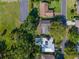 Aerial view of the property showcasing the backyard pool and neighborhood layout at 3640 Aster Dr, Sarasota, FL 34233