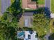 Aerial view of the property showcasing the backyard pool and neighborhood layout at 3640 Aster Dr, Sarasota, FL 34233