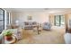 Bright living room featuring neutral carpeting, comfortable seating, and large windows at 3640 Aster Dr, Sarasota, FL 34233