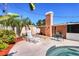 Backyard offers an inground pool with outdoor lounge chairs and additional storage shed at 4008 Cape Vista Dr, Bradenton, FL 34209