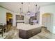 Spacious kitchen featuring a large island, modern appliances, and stylish pendant lighting at 4706 Cayo Costa Pl, Bradenton, FL 34203