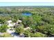 Scenic aerial view of a lush, green neighborhood with a tranquil blue lake enhancing the community's natural beauty at 8036 Conservatory Cir, Sarasota, FL 34243