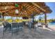Thatched-roof outdoor bar featuring countertop seating, perfect for poolside entertaining at 9902 284Th St E E St, Myakka City, FL 34251
