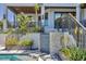 Backyard with landscaping, stairs, waterfall, pool, and multiple levels at 1333 Vista Dr, Sarasota, FL 34239