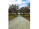 Long gravel driveway lined with trees at 3332 Bear Bay Rd, Myakka City, FL 34251