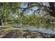 Scenic view of a serene pond surrounded by lush trees and Spanish moss, creating a tranquil natural setting at 610 147Th St E, Bradenton, FL 34212