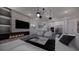 Comfortable living room with a fireplace, stylish lighting, and an open kitchen layout at 610 Hibiscus Way, Longboat Key, FL 34228