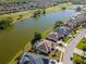 Tranquil aerial view of lakeside homes near a golf course, showcasing the desirable community setting at 711 Planters Manor Way, Bradenton, FL 34212