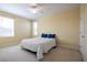 Comfortable bedroom featuring a ceiling fan, natural light and carpeted floors at 10527 Falling Leaf Ct, Parrish, FL 34219
