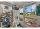 Enclosed patio area with garden storage and outdoor view at 1536 Leisure Dr # N4, Bradenton, FL 34207