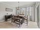 Dining area with seating for six and modern decorative elements at 1570 Ludington Ave, Wesley Chapel, FL 33543