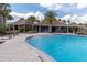 Large swimming pool surrounded by comfortable lounge chairs and tropical landscaping at 1570 Ludington Ave, Wesley Chapel, FL 33543