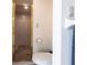 Cozy bathroom showing the toilet, shower and towel holder at 18422 Burkholder Cir, Port Charlotte, FL 33948