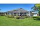 Spacious screened-in patio overlooking a large yard, ideal for entertaining and enjoying the outdoors at 626 Magellan Dr, Sarasota, FL 34243