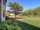Serene backyard with lush greenery and mature trees, offering a peaceful retreat at 6611 Grand Estuary Trl # 105, Bradenton, FL 34212