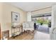 Cozy living room with slider to patio, plush seating, and decorative accent table at 6820 19Th W Ave, Bradenton, FL 34209