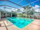A stunning screened-in pool area with clear blue water and ample space for relaxation and entertainment at 7810 San Juan Ave, Bradenton, FL 34209