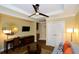 Bright living room with modern decor and a ceiling fan at 915 Seaside Dr # 613 Weeks 32-33, Sarasota, FL 34242