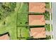 A bird's eye view of the home and backyard, highlighting the green space and landscaping at 10015 Marbella Dr, Bradenton, FL 34211