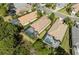 Aerial view showcasing backyard pools, screened-in patios, and well-maintained landscaping at 11716 Strandhill Ct, Lakewood Ranch, FL 34202