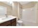 Bathroom featuring a single sink vanity and shower/tub combination at 15118 Agave Grove Pl, Bradenton, FL 34212