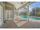 Enclosed pool area with covered patio and tile pavers at 1693 Landings Ln, Sarasota, FL 34231