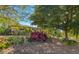 Charming front yard boasting mature trees, lush greenery, and vibrant plants for great curb appeal at 2610 Jefferson Cir, Sarasota, FL 34239