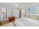 Main bedroom features ensuite bathroom, closet and neutral decor at 2610 Jefferson Cir, Sarasota, FL 34239