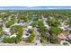 A neighborhood aerial view showcasing the community pond surrounded by residential homes and mature trees, emphasizing a serene environment at 3828 20Th N St, St Petersburg, FL 33714