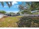 Expansive backyard featuring a large grassy area, privacy fence, covered patio and mature trees, ideal for outdoor living and entertaining at 3828 20Th N St, St Petersburg, FL 33714