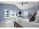 Blue bedroom with waterfront views at 527 Key Royale Dr, Holmes Beach, FL 34217