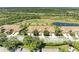 An aerial perspective highlights well-maintained residences, golf course, pond and lush landscaping at 9121 Stone Harbour Loop, Bradenton, FL 34212