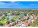 Scenic aerial shot showcasing the golf course, lake and ocean view from the property at 2020 Calusa Lakes Blvd, Nokomis, FL 34275