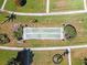Overhead view of shuffleboard court with landscaping in a community setting, with well-maintained grounds at 3626 Medford Ln # 1537, Sarasota, FL 34232