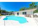 Backyard view featuring a refreshing in-ground pool and a spacious patio area for outdoor relaxation at 507 Shore Dr, Largo, FL 33771