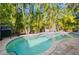 Beautiful backyard pool with sun shelf, brick pavers and tropical landscaping at 5608 Holmes Blvd, Holmes Beach, FL 34217