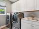 Laundry room with new washer and dryer and sink at 5742 Hydrangea Cir, Sarasota, FL 34238