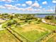 Fenced dog park with lush green grass, landscaping, walking trail and lake views at 1123 Riverscape St # D, Bradenton, FL 34208